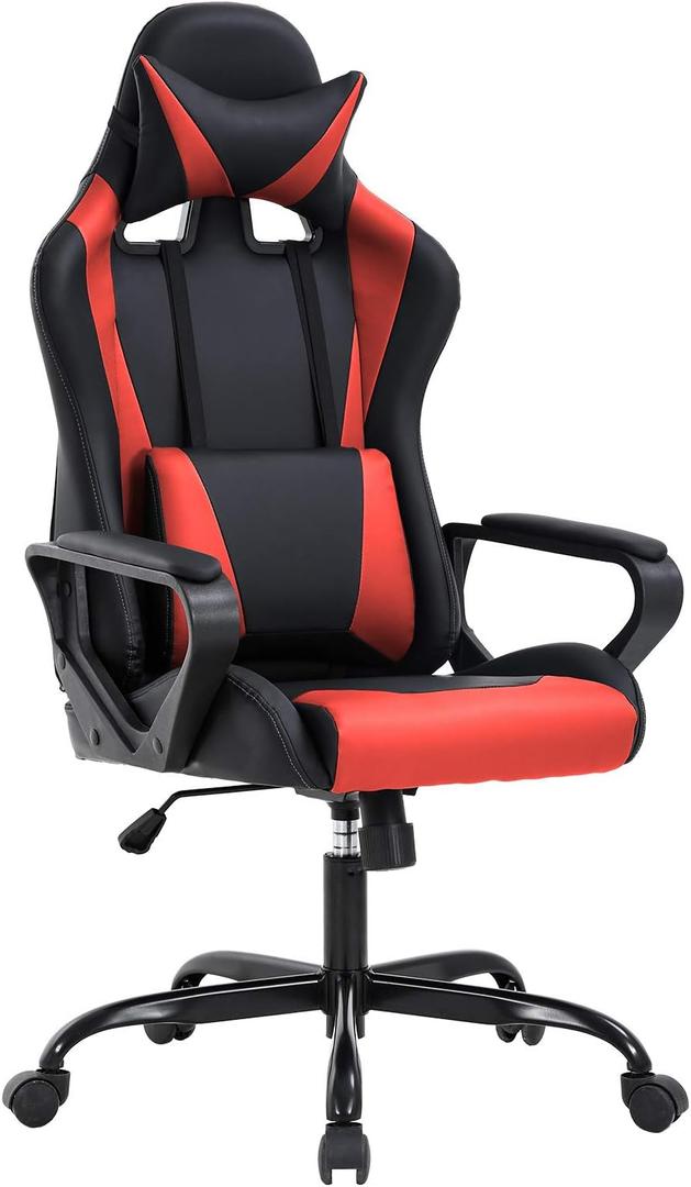 BestOffice High-Back Gaming Office Chair Racing Style Computer Desk Chair Ergonomic Executive Swivel Rolling Chair with Lumbar Support for Women, Men(Red)