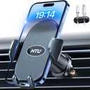 HTU Military-Grade Car Phone Holder,Strongest & Longest Steel-Hook Car Vent Mount, Handsfree 360 Adjustable Automobile Cradle Air Clip Stand for iPhone 17 16 15 14 Pro Max Samsung (Graphite Gray)