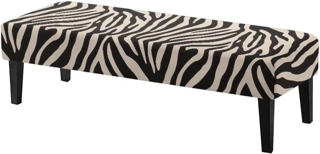 Zebra Stripes Print Dining Room Bench Covers Non-Slip Bench Chair Slipcovers Dust Proof Bench Seat Cushion Slipcovers Removable Bench Protectors for Wedding, Hotel, Party