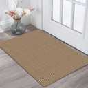 KOZYFLY Indoor Door Mat 2x3 ft Small Area Rugs Washable Front Door Mat Non Slip Rubber Backed Entryway Rug Cotton Entrance Doormat for Front Porch Bathroom Kitchen Bedroom, Tan/Orange/Brown