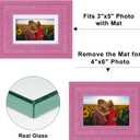 4x6 Glitter Picture Frame with Mat for 3x5, HD Real Glass Pastel Sparkle Photo Frames, Colorful Cute Fun or Unique 4 by 6 Artwork Framel for Tabletop or Wall Display Pink 2 Pack