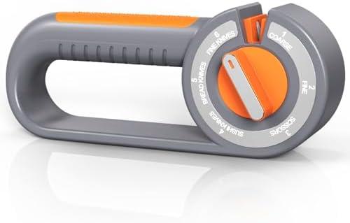 Oavostd Knife Sharpener, 6 Slot Knob Kitchen Knife Sharpener Equipped with Diamond, Tungsten, Ceramic for Straight, Serrated and Scissor Sharpener, All-in-One Precision Afilador De Cuchillos