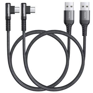 AINOPE [2 Pack 1.6FT Type C Cable, 3.1A Type C Charger Fast Charging, Right Angle Nylon Braided USB to USB C Cable Compatible with Galaxy S22 S21 S10, Note 10 9 A51 LG G8 G7 Charging Cord