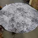 6ft Round Area Rug Living Room Rugs - 6x6 Washable Large Soft Indoor Neutral Modern Abstract Low Pile Rug Carpet for Bedroom Dining Room Farmhouse Home Office - Grey