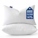 MIULEE Goose Feather Down Bed Pillows with 100% Cotton Cover, Queen Size Set of 2 Soft Fluffy Decorative Bed Sleeping Hotel Collection Pillows for Back,Side Sleepers White (Queen (Pack of 2))