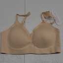OEAK Womens Wireless Bras Comfortable Push Up Bra No Underwire Bra Full Support Lift Bralette Everyday Seamless Tshirt Bras, M, Beige