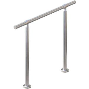 3 Step Stair Railing, Handrail for Indoor Outdoor Steps, 1.65 in Round DIY 304 Stainless Steel Transitional Porch Deck Hand Rail with Installation Kit for Seniors, Silver, 39 x 36 in