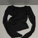 ForeFair Women's Sexy Long Sleeve Going Out Tops Pleated Bustier Shirt Cute Sweetheart Neck Y2K Cropped Top (Black) XS