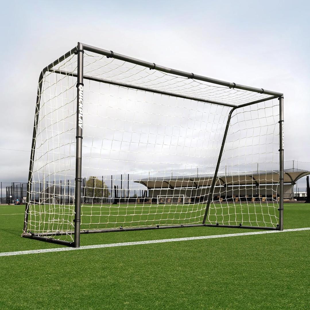 QUICKPLAY GS Soccer Goals - Super Durable Galvanized Steel Soccer Goal [5 Sizes] Regulation Sizes, Deep Net, Moveable & Weather Resistant [Single Goal]