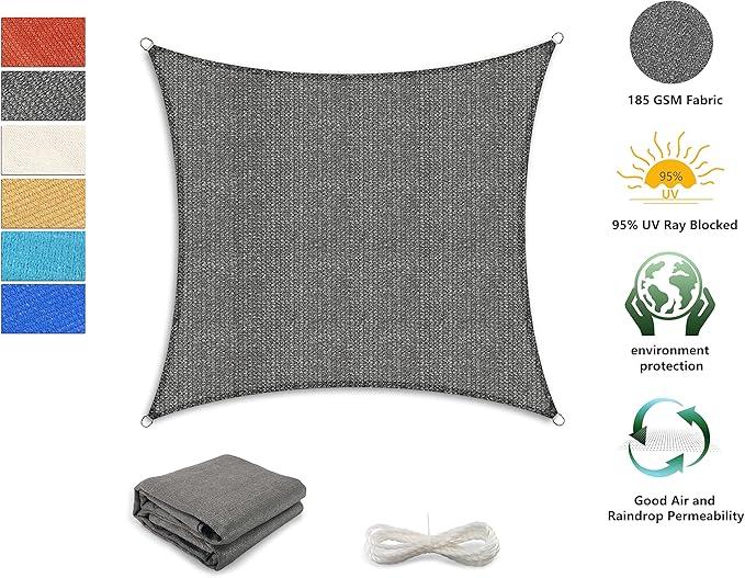 Tronssien Rectangle 10'x13' Sun Shade Sail,95% UV Blockage Canopy Awning for Outdoor Patio and Garden, Yard Activities,  Graphite
