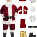 Christmas Santa Costume Deluxe Adult Santa Suit Santa Claus Costume for Men (Large, Red)