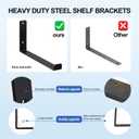 4 Pack - 11.25" L x 6" H x 1.5" W J Lip Shelf Brackets Rustic Farmhouse Iron Wall Floating Shelf Bracket Metal Shelf Bracket Industrial Shelf Supports with Screws Black