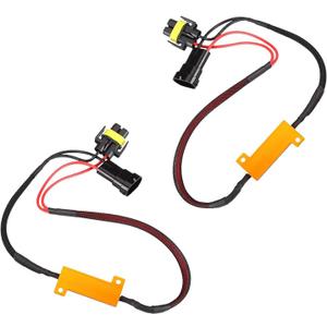 leechio 2 PCS H11 LED Light Resistor Kit, Anti Flicker 50W 6 Ohm Resistor Plug-in Fog Light Turn Signals Decoder, LED Troubleshooting Decoder, Suitable for H11Model Bulbs (Black)