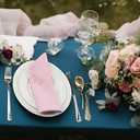 Pink Polyester Linen Blended Thin Dinner Cloth Napkins - Set of 12 (40 x 40 cm) - for Wedding Parties Events & Home Use (Pink)