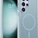 SUPFINE Magnetic for Samsung Galaxy S23 Ultra Case (Compatible with MagSafe)(Military Grade Drop Protection) Slim Translucent Shockproof Phone Case,Sliver Blue