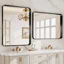 30x36 Inch Black Metal Framed Bathroom Mirror for Wall, HD Tempered Glass, Vanity Mirror for Over Sink, Anti-Rust Aluminum Alloy Mirror, Farmhouse, Horizontally or Vertically Hanging