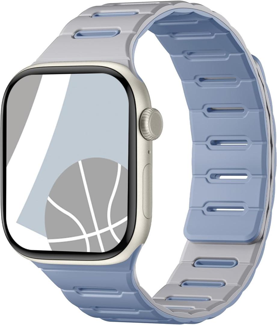 Bandletic Reversible Magnetic Band Compatible with Apple Watch Bands for Women 40mm 41mm 42mm(Series 11 10) 38mm Men, Soft Waterproof Strong Magnet Sports Strap for iWatch Series 9 8 7 6 5 4 SE 3 2 1