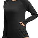 Viodia Rash Guard for Women UPF 50+ SPF UV Long Sleeve Shirts Sun Protection Dri Fit Hiking Swim Shirt with Pockets, Small