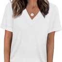 WIHOLL Womens Summer Tops Short Sleeve Basic Casual V Neck T Shirts Trendy Fashion 2026 (White, XL)