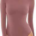 MANGOPOP Women's Crew Neck Short Sleeve Bodysuit Long Sleeve Body Suit T Shirts Basic Slim Fitted Tops (XX-Large)