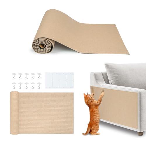 Best Pet Supplies Catify Cat Scratcher, Fun Interactive Scratchers, Posts, Poles, Claw Safe, Furniture Saver Indoor Play Support Natural Cat Behaviors Heavy Duty - Beige (39.4 x 15.8)