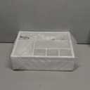 Paper Plate Dispenser and Holder for Kitchen Counter, Wood Rustic Silverware Utensil Caddy, Cutlery Flatware Organizer Box for Cups Spoons Forks Napkins, Kitchen Accessories (White)