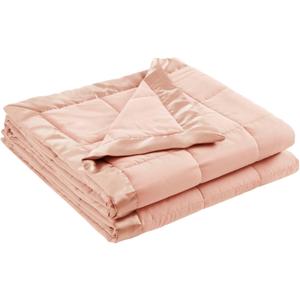 Madison Park Windom Down Alternative Blanket, Premium 3M Scotchgard Moisture Wicking Treatment, Lightweight and Soft Bed Cover For All Season, Satin Trim, Blush Twin
