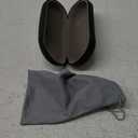 MyEyeglassCase - Large Sunglasses Case - Hard Glasses Case Holder w/Pouch & Cloth - Eyeglass Case Aviator Frames Men & Women (Black Distressed)