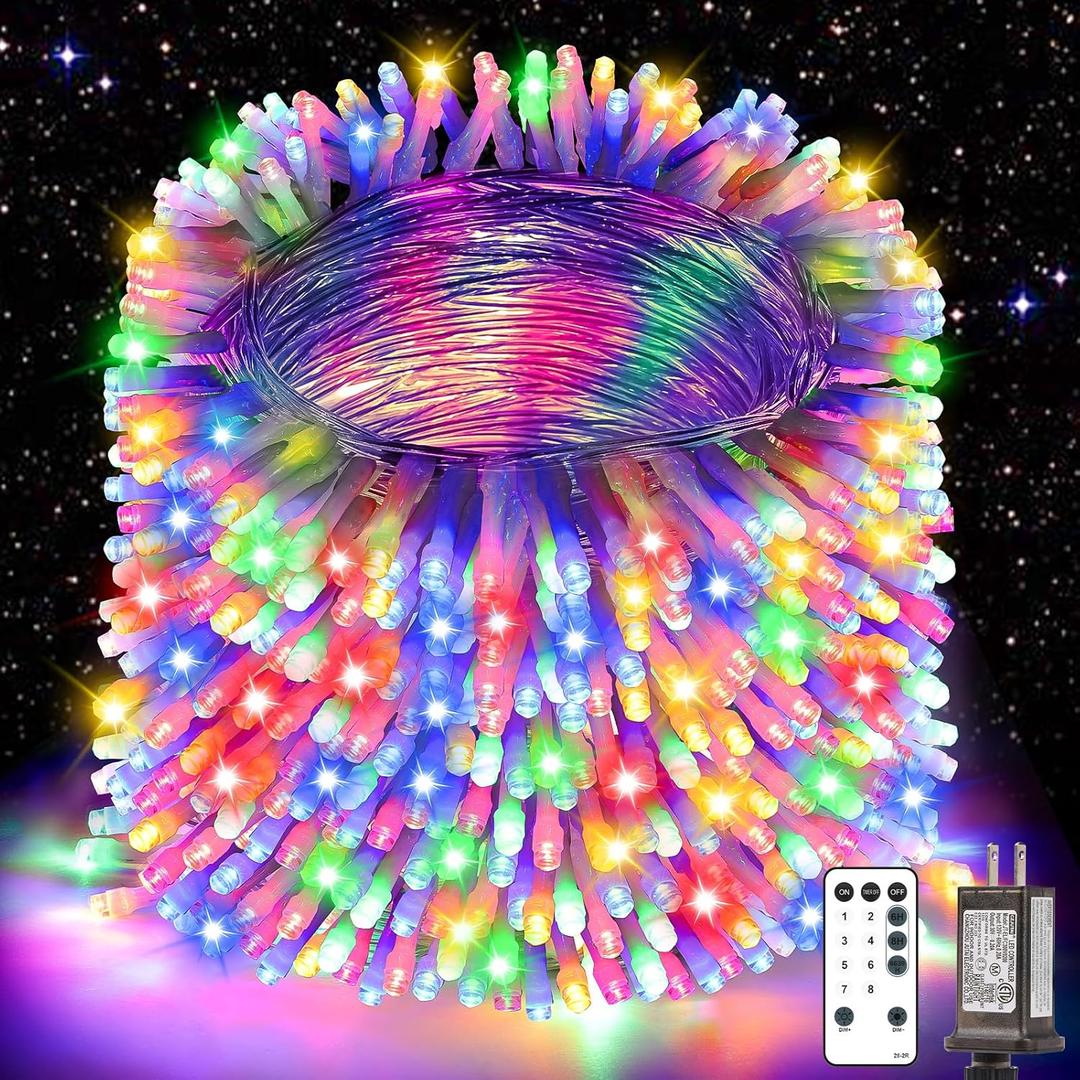 Christmas Lights String Outdoor Indoor, Xmas Tree Decorations Lights, Plug in Twinkle Fairy Light with Remote Timer Dimmable for Room Yard Holiday Party Wedding Decor (Multicolor, 403FT 1200 LED)
