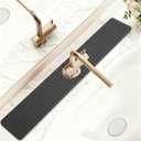 Fast Drying Faucet Mat for Kitchen Sink - 24 Inch Quick Dry Stone Diatomite Faucet Splash Guard & Drip Catcher with Sponge Foot Pads for Kitchen Sink, Bathroom Tray Counter Prevents Moisture Buildup