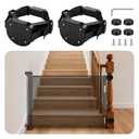 2Pcs Baby Gate Stair Railing Banister Adapter, Fits 1.9-4.72'' Diameter Universal Banisters, Wide Square/Round Railings No-Drilling Mounting Fittings for Retractable Gates,Adjustable Fixed Strap
