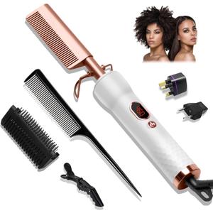 Curling Iron with 12 Temp Settings Heating Up to 450F,Straightening Comb for Curl/Straight