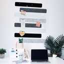 Vuzvuv 8 pcs Bulletin Board Bar Strips with 50 Pushpins & 10 Wooden Clip pinsSelf Adhesive Cork Board for WallFelt Pin Board for SchoolOffice DecorBlack White Grey