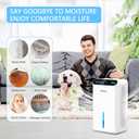 Dehumidifier for Home 1000 sq.ft - Small Quiet Dehumidifier with Auto Shut Off, Aromatherapy, 3 Gear Timer, Sleep Mode, 7-Color LED Light, Drain Hose for Bedroom, Bathroom, Basement, RV(Milky White)