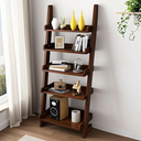 5-Tier Wooden Ladder Shelf Bookcase, H 55" Walnut Ladder Bookshelf Freestanding Storage Shelves Rack Organizer for Living Room, Home Office and Bedroom