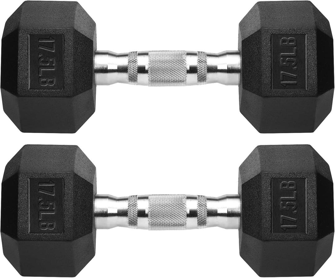 Hex Dumbbells Rubber Coated Cast Iron Hex Black Dumbbell Free Weights for Exercises