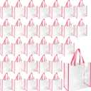 Eccliy 30 Pack 12x12x6 Inch Clear Tote Bag Stadium Approved Bulk Plastic Beach Tote Gift Bag with Handle for Gym Sports | 30 Pack, 12x12x6 Inch, Stadium Approved, Bulk, Tote Gift Bag, with Handle (Pink)