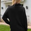 UNCLECAT Women's Oversized Turtleneck Sweaters Winter Long Sleeve Pullover (Black, M)