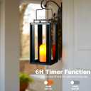 TRIROCKS Large Outdoor Lanterns 17" Decorative Candle Lantern Black Metal Hanging Lantern with LED Flickering Flameless Timer Candle for Home Garden Modern Farmhouse Patio Front Porch Decor (No Glass)