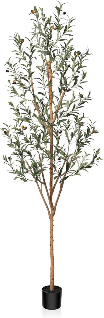 Kazeila Artificial Olive Tree 7FT Tall Faux Silk Plant for Home Office Decor Indoor Fake Potted Tree with Wood Branches and Fruits