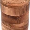 2 x NIRMAN Acacia Wood round wooden storage jar with Lid for Keeping Cookies, Coffee, Flour, Sugar, Rice & Other Dry Foods (4.5" x 4.5" x 6")