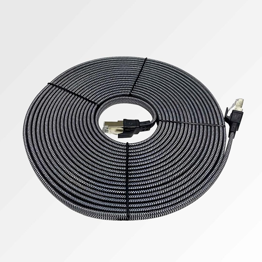 YANGER Cat8 Ethernet Cable 15FT, Nylon Braided High Speed Heavy Duty Network LAN Patch Cord, 40Gbps 2000Mhz with Gold Plated RJ45 Connector, Indoor&Outdoor for Modem/Router/Gaming/PC