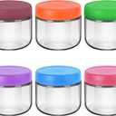 12oz Small Glass Jars for Overnight Oats Salad Yogurt Pudding Cereal Candy Snacks Storage Containers Meal Prep Mason jar with Airtight Lids,6 Pack (Multicolored)
