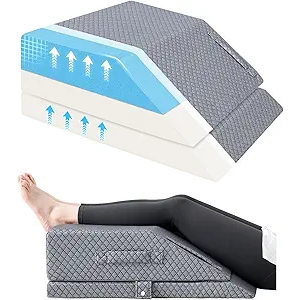 Wellsin 2 Height Adjustable Wedge Leg Pillow for Elevation, Memory Foam Leg Elevation Pillows for Swelling with 3 Handles and Washable Cover