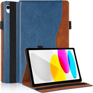 Case for iPad 11th Gen 2025 11 inch/iPad 10th Generation 2022 10.9 Inch, iPad 10 Generation Covers Bussiness Premium PU Leather Folio Stand Wallet Case-Navy Blue