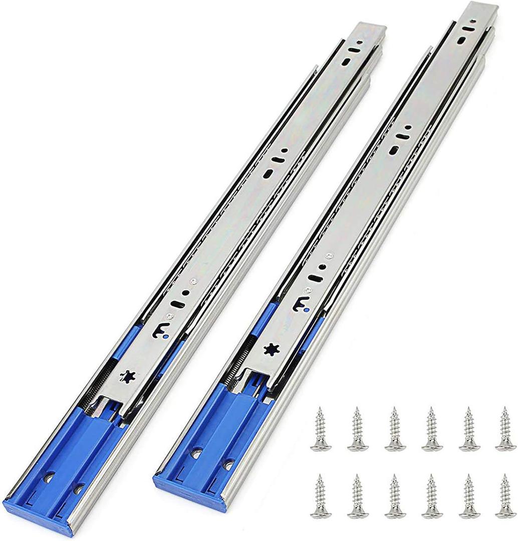 10 Pairs of 22 Inch Hardware 3-Section Soft Close Full Extension Ball Bearing Side Mount Drawer Slides,100 LB Capacity Drawer Slide