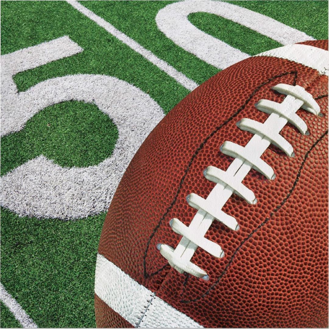 Creative Converting Football Field Disposable Party Paper Napkins, 16 Count, Brown