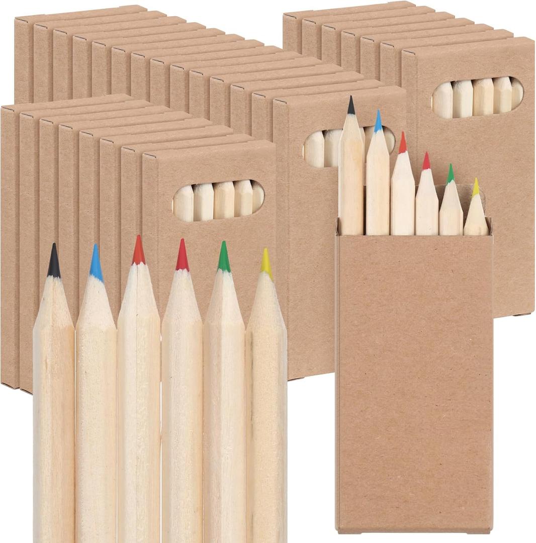 Ctosree 24 Packs Mini Colored Pencils Bulk 3.5'' Coloring Drawing Pencil in Boxes End of Year Gift for Students Kids Adult Classroom Exchange Gift School Painting Birthday Party Favor, 6 Per Pack