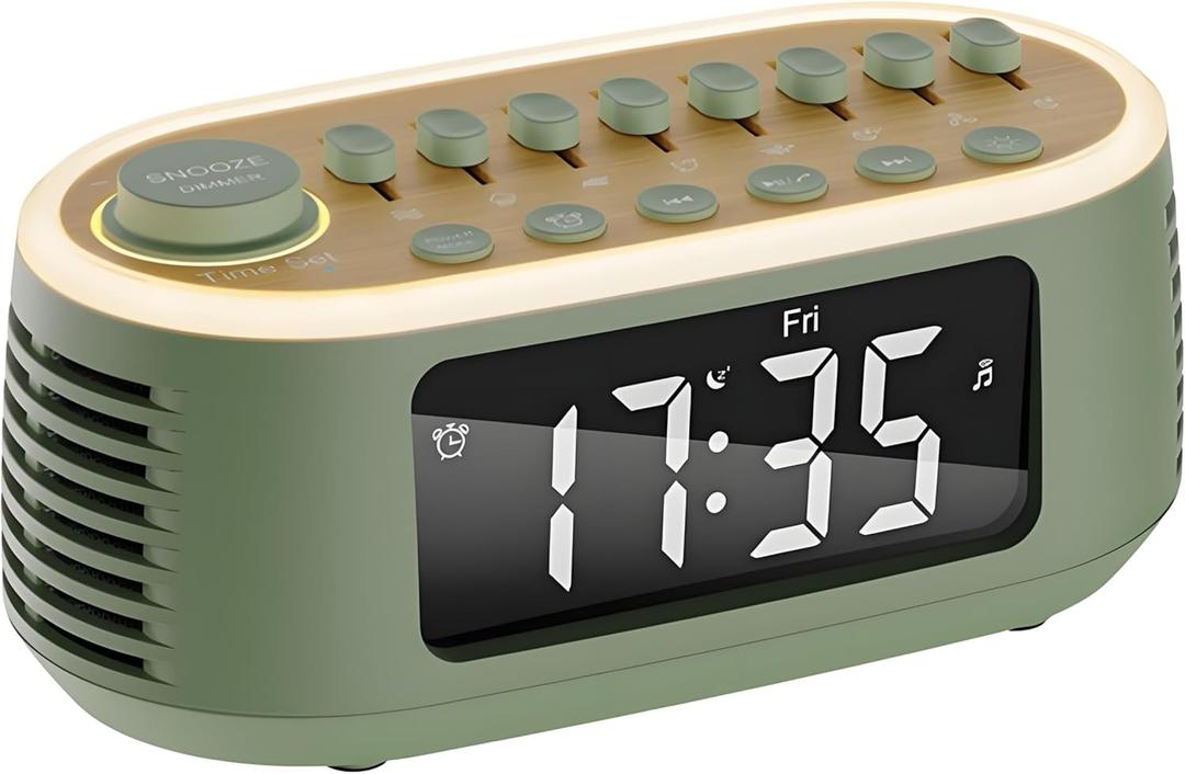 White Noise Machine Bluetooth Speaker, Digital Alarm Clock Sleep Timer with LED Display RGB Night Light, Soothing Natural Sleeping Sound Machine for Baby, Kids, Adults, Bedrooms (Green)