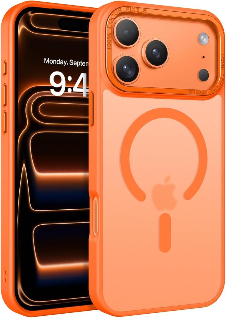 BENTOBEN Magnetic for iPhone 17 Pro Max Case 6.9" 2025, [Compatible with Magsafe] Slim Cute Matte Translucent Shockproof Drop Protective Bumper Women Men Phone Cover for iPhone 17 ProMax,Cosmic Orange